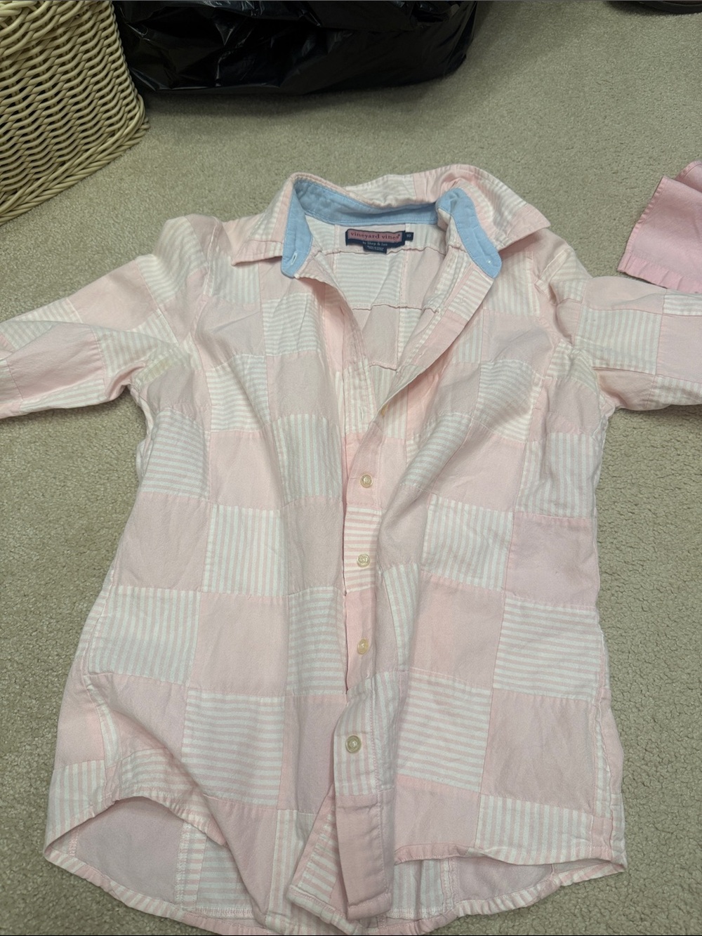 Vineyard vines patchwork pink button up shirt 10